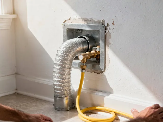 Barrington Dryer Vent Cleaning certified technician performing specialized gas dryer vent cleaning in Barrington
